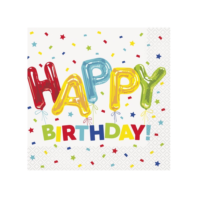 Balloons Happy Birthday Napkins 16pk