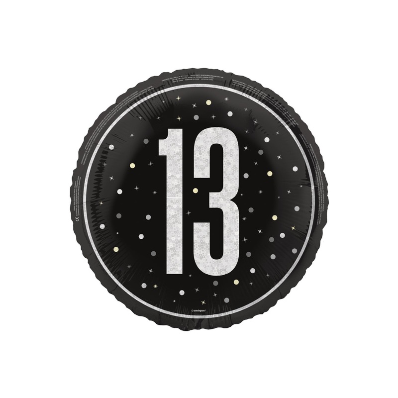 Black Glitz Age 13 Foil Balloon