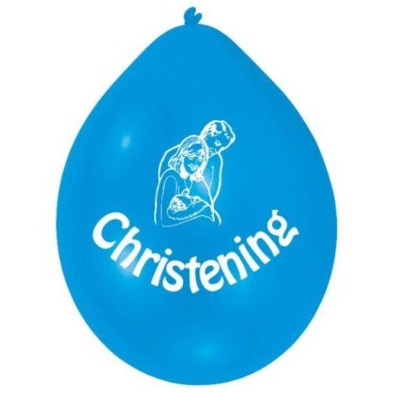Blue Christening Latex Balloons 10pk