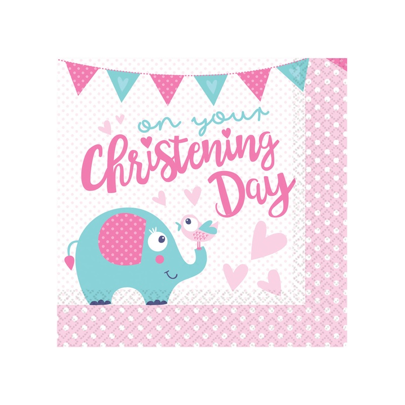Christening Pink Napkins 16pk