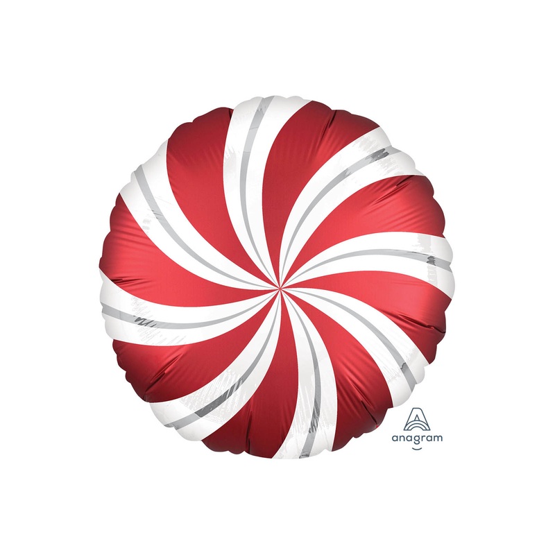 Satin Red Candy Swirls Foil Balloon