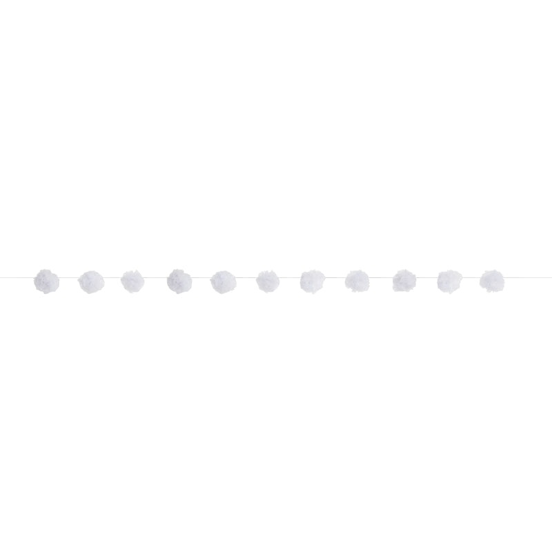 WHITE TULLE POM POM GARLAND 7FT