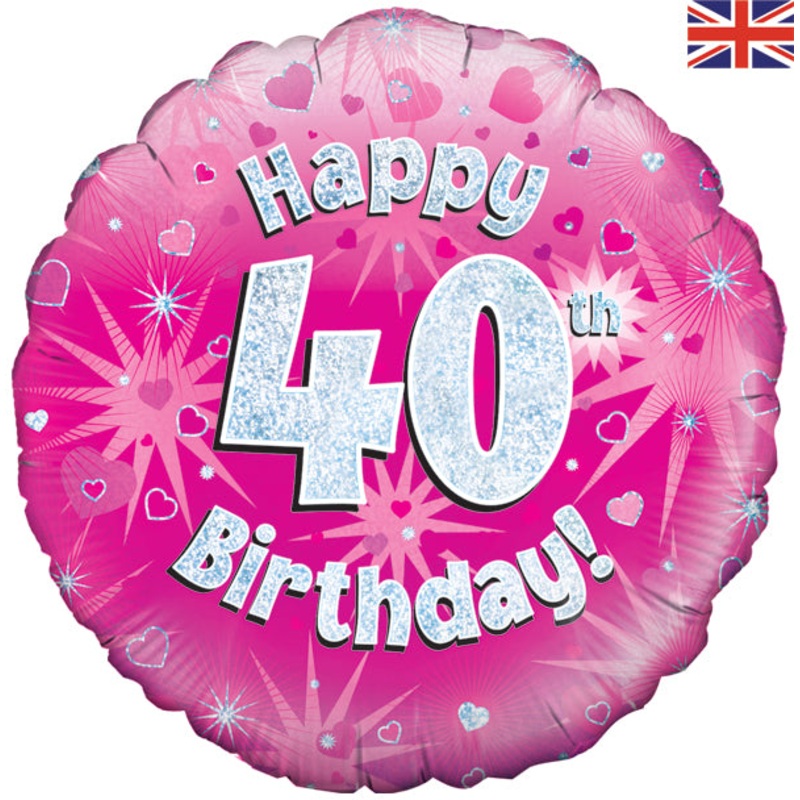 18'' FOIL HAPPY 40TH BIRTHDAY PINK