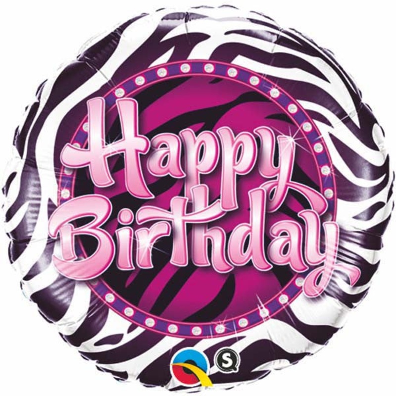18'' RND BDAY ZEBRA PRINT