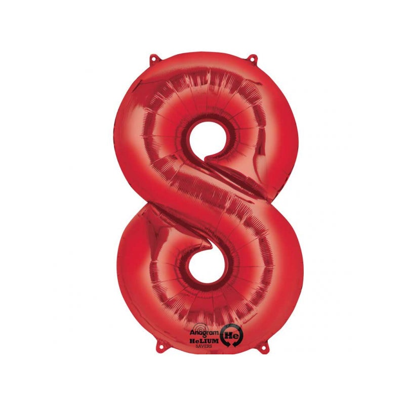 34'' SHAPE FOIL NUMBER 8 - RED (ANAGRAM)