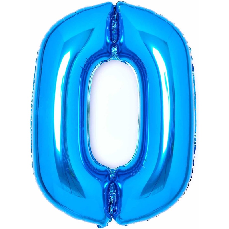 Blue Number 0 Foil Balloons 34"