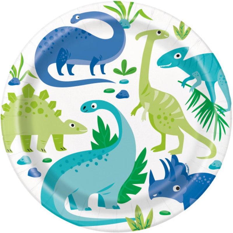 Dinosaur Paper Party Plates (22cm) 8pk
