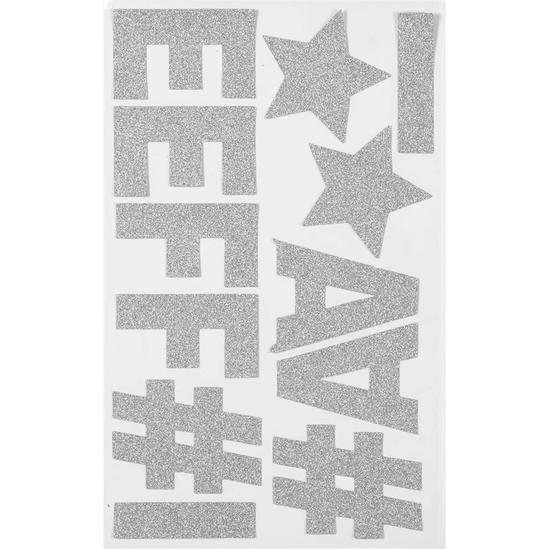 Autocollants Brillant - Lettres & Nombre Argent