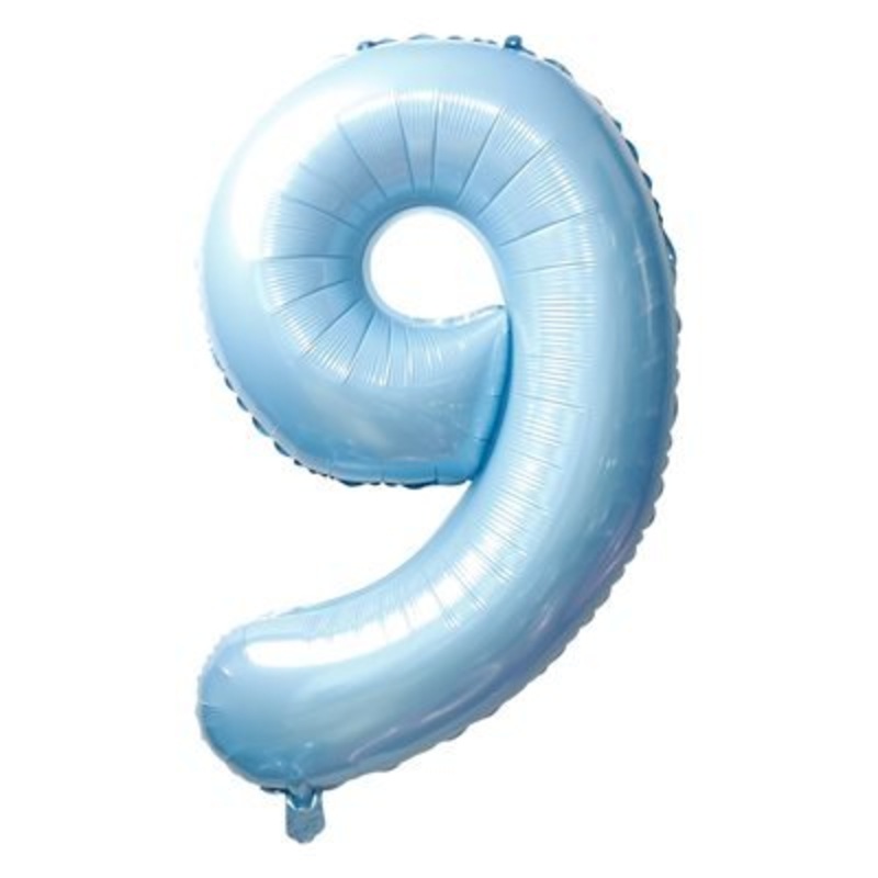 Ballon Mylar Supershape Chiffre 9 - Bleu Ciel 34po