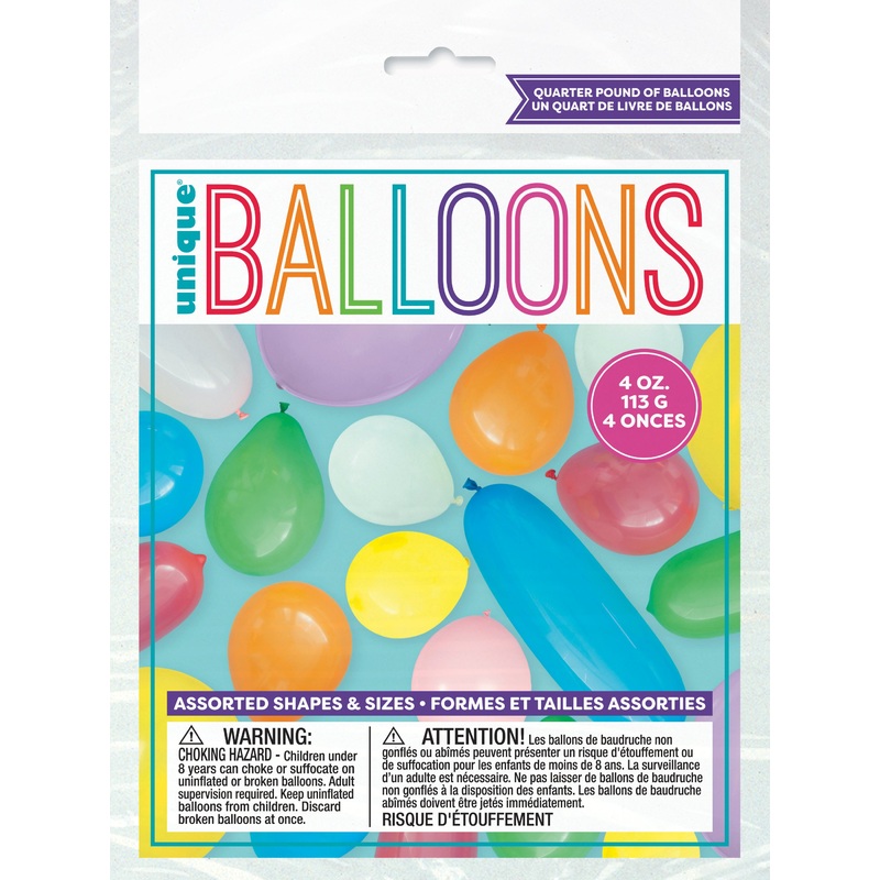 Ballons en Latex  1/4 lb  Tailles et couleurs Assorties