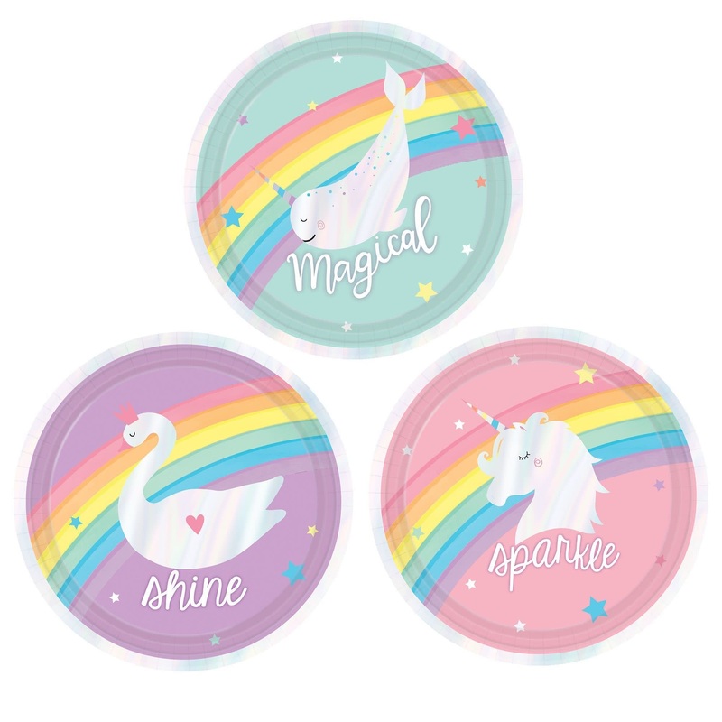 Assiettes 7Po (8) - Anniversaire Arc-En-Ciel Magique