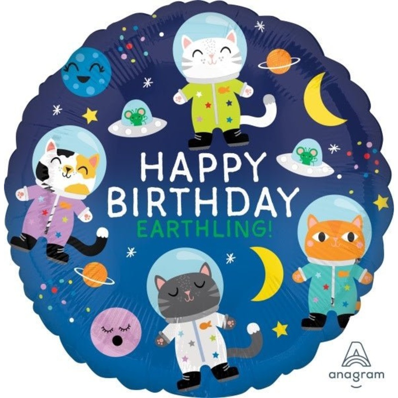 Ballon Mylar 18Po - Chats De L'Espace (Hbd)