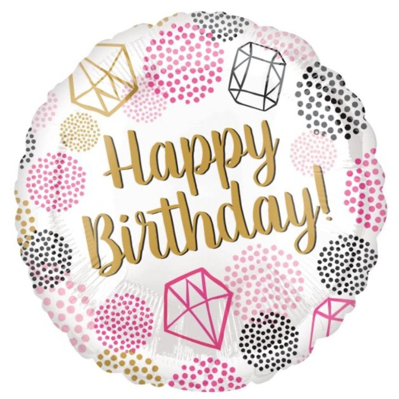 Ballon Mylar 18Po - Happy Birthday Diamond
