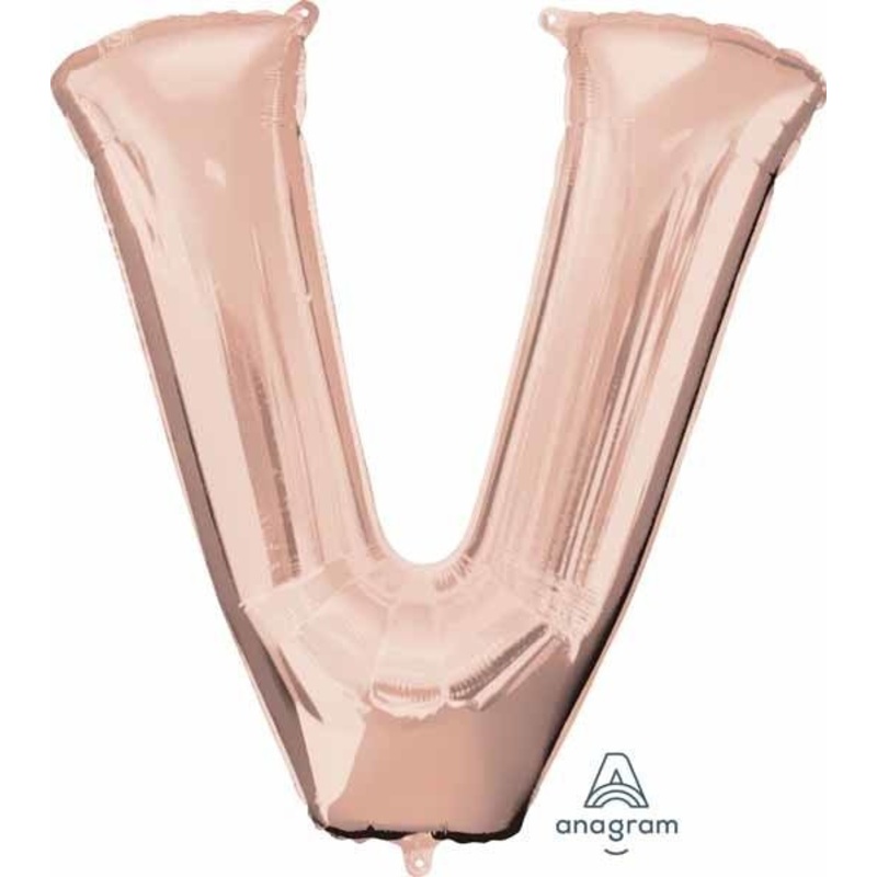 Ballon Mylar Supershape - Lettre V - Rosegold