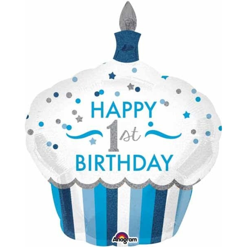 Ballon Mylar Supershape - Petit Gateau Bleu 1 An