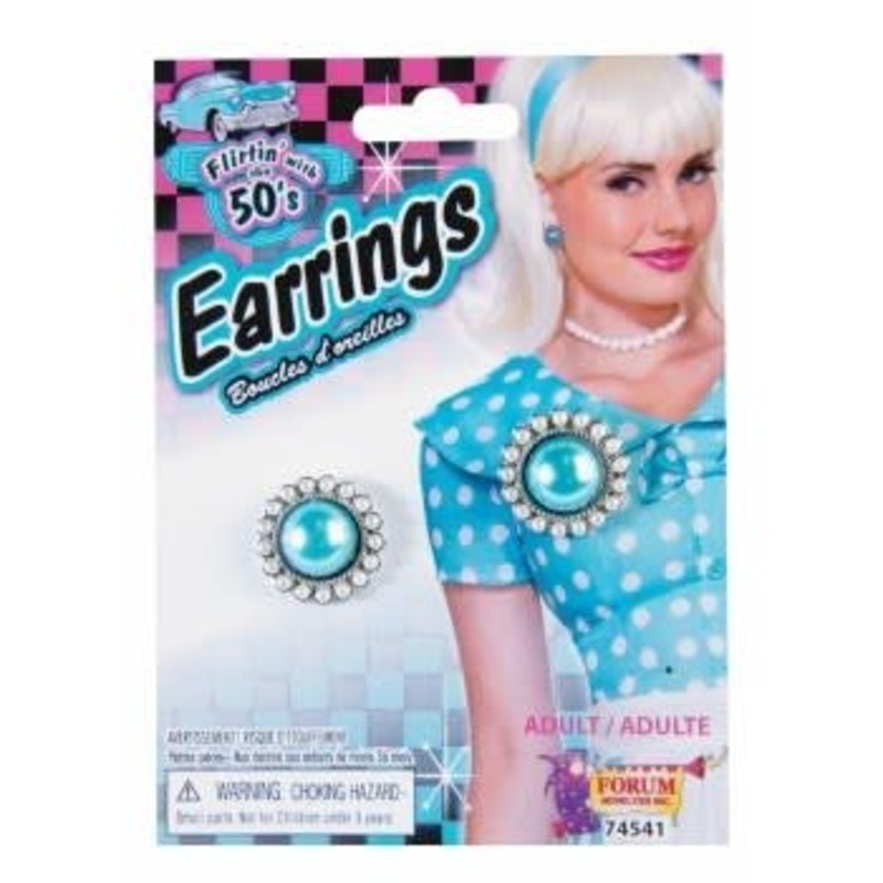 Boucles D'Oreilles Turquoise Avec Perles - Annes 50