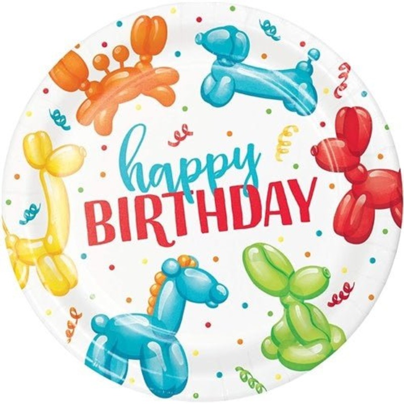 Assiettes 7Po (8) Happy Birthday - Party Animal Balloons