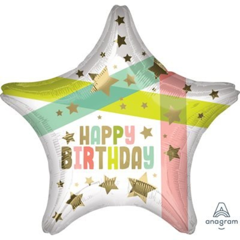 Ballon Mylar 18 Po - Happy Birthday toile