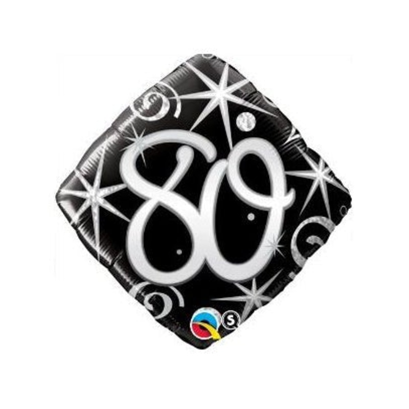 Ballon Mylar 18Po - 80Ans Noir/Argent