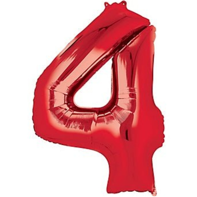 Ballon Mylar Supershape - Nombre 4 Rouge