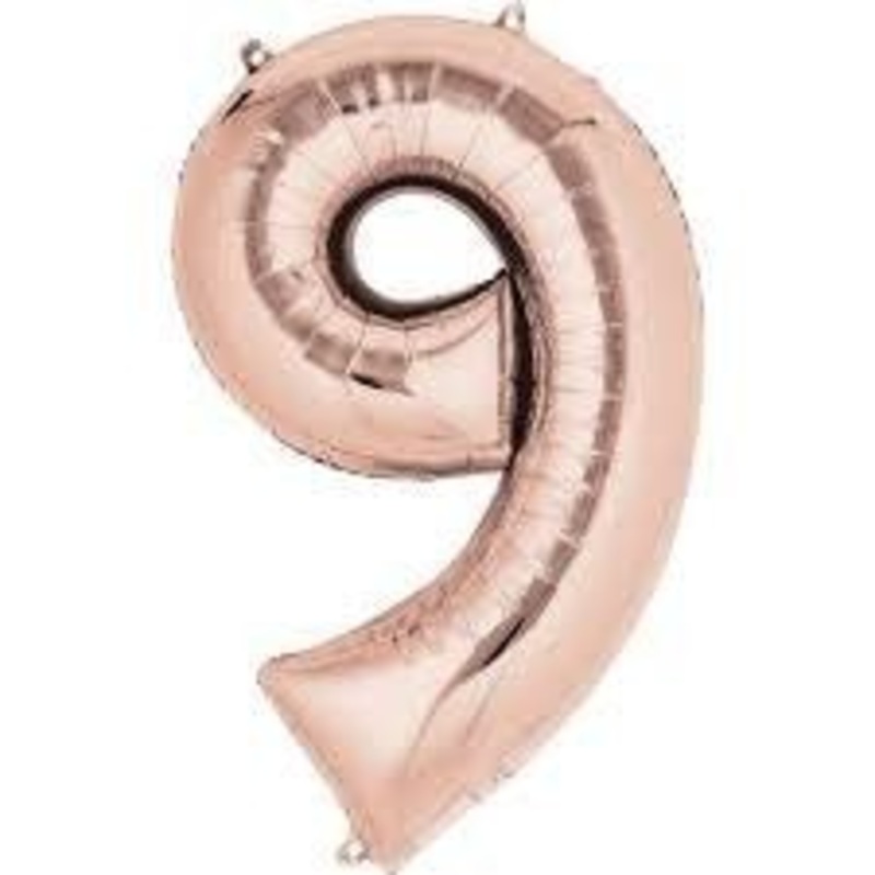 Ballon Mylar Supershape - Nombre 9 Rose Gold