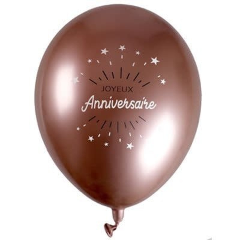 Ballons Latex 12" Joyeux Anniversaire Rose Gold (6)