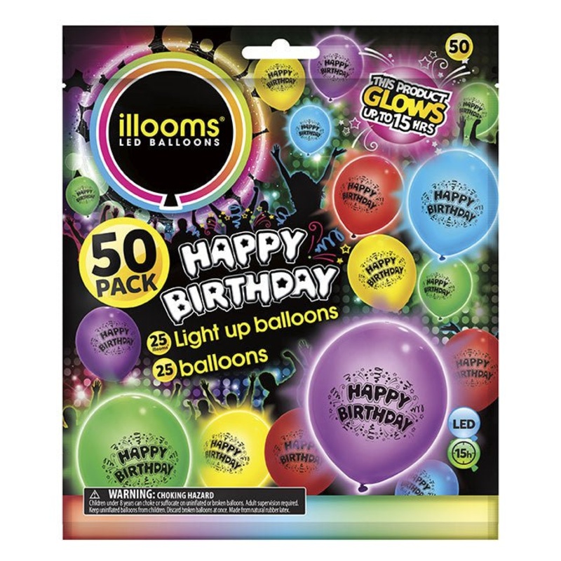 Ballons Lumineux En Latex (50) - Happy Birthday