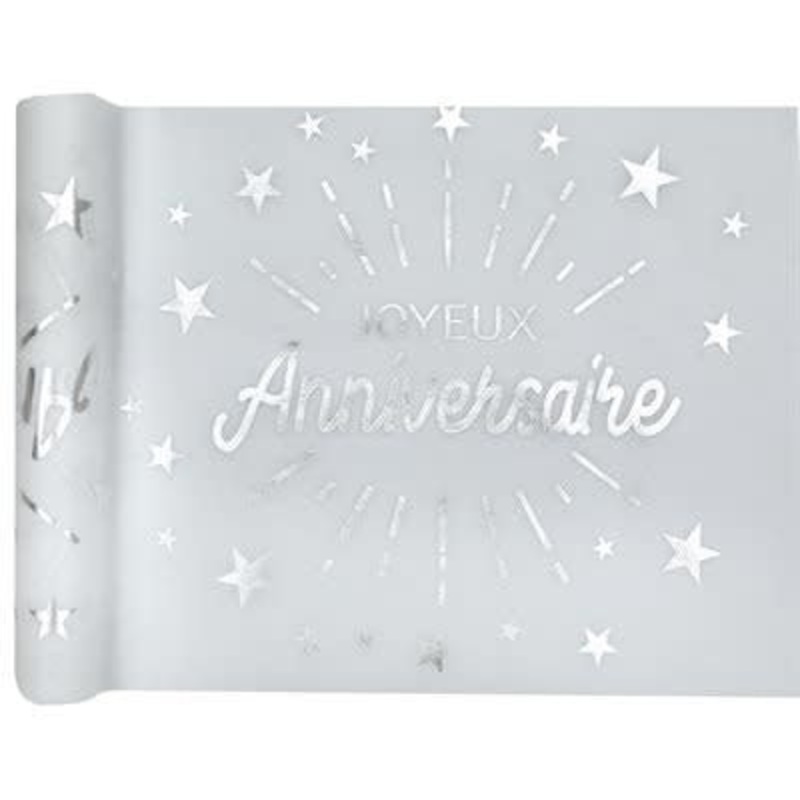 Chemin De Table Argent - Joyeux Anniversaire