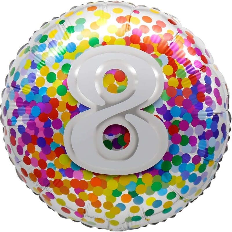Ballon Mylar 18Po - 8 Ans Confetti