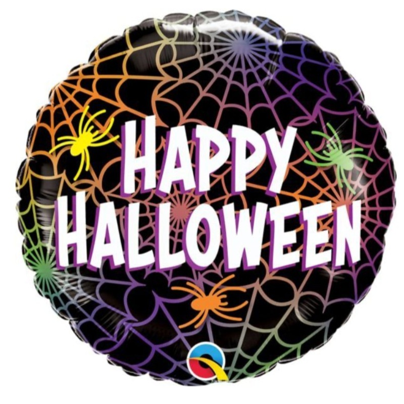 Ballon Mylar 18Po - Happy Halloween (Toile D'Araignes)