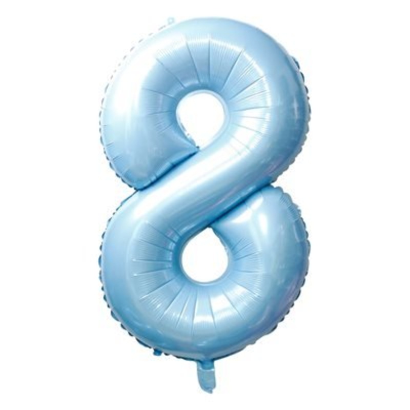 Ballon Mylar Supershape Chiffre 8 - Bleu Ciel 34po