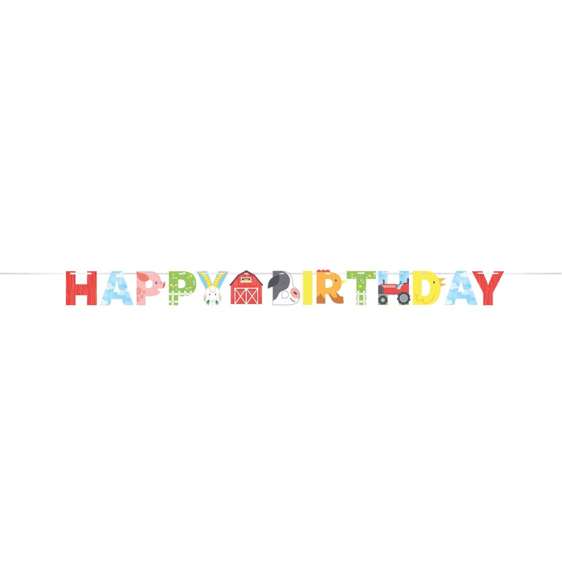 Bannire Happy Birthday - Animaux De La Ferme