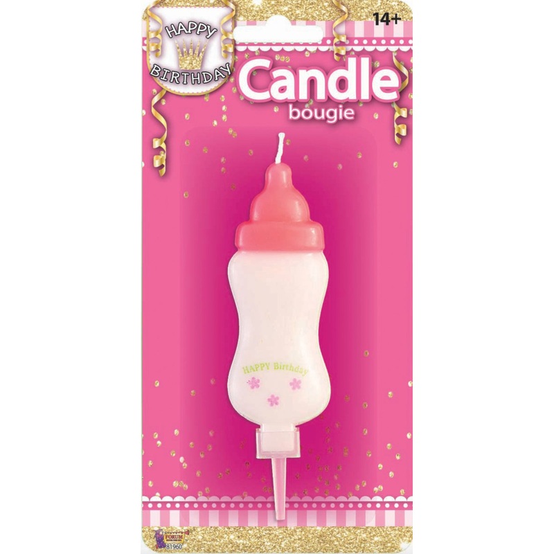 Chandelle 1Er Anniversaire - Biberon Rose