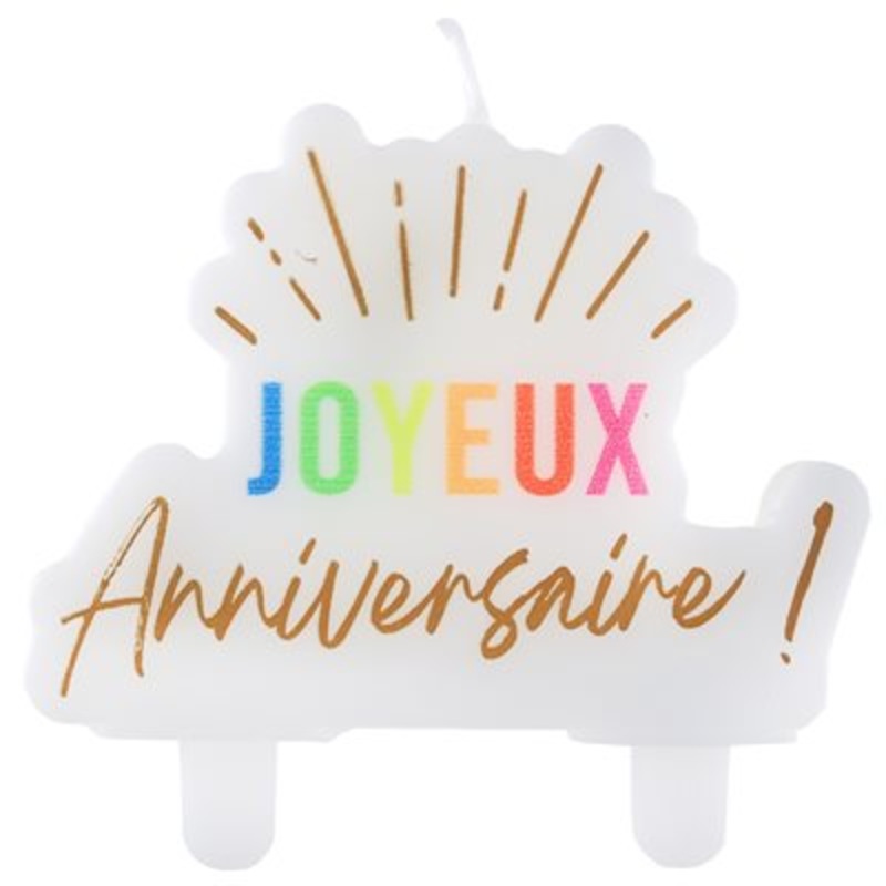 Chandelle Joyeux Anniversaire (Blanc)