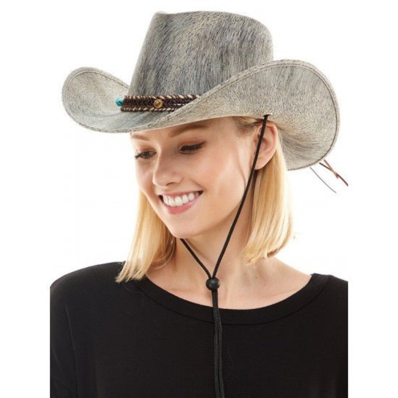 Chapeau Cowboy Adulte - Gris imprim mixe