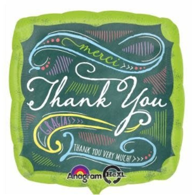 Ballon Mylar 18Po - Merci (Trilingue)