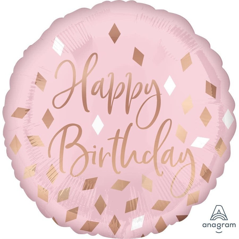 Ballon Mylar 18Po - Rose Et Dor (Happy Birthday)