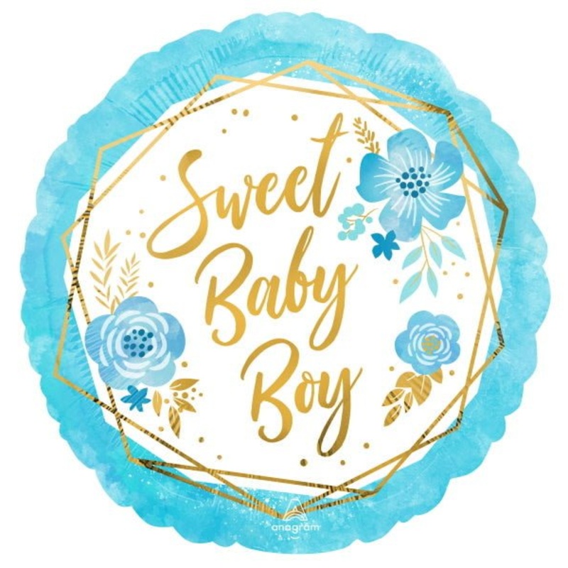 Ballon Mylar 18Po - Sweet Baby Boy Floral