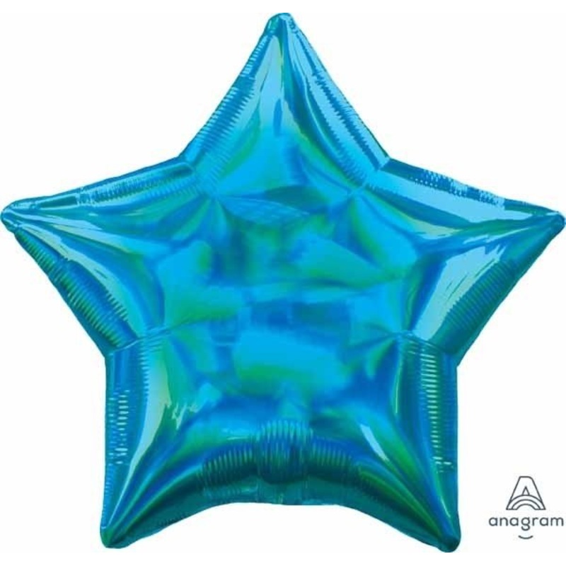 Ballon Mylar 18Po - toile - Iridescent Bleu Cyan