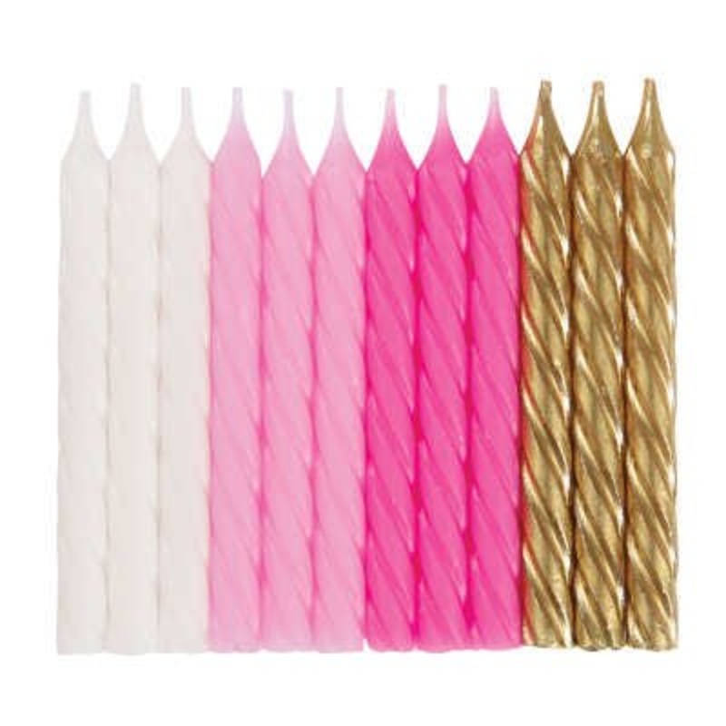 Chandelles Spirales Rose Et Or (24Pc)