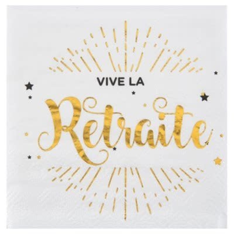 Serviettes A Cocktail Vive La Retraite Blanc (20)