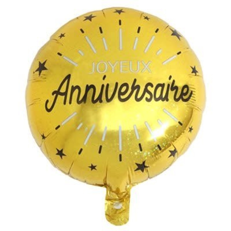 Ballon Mylar 18Po - Joyeux Anniveraire Or