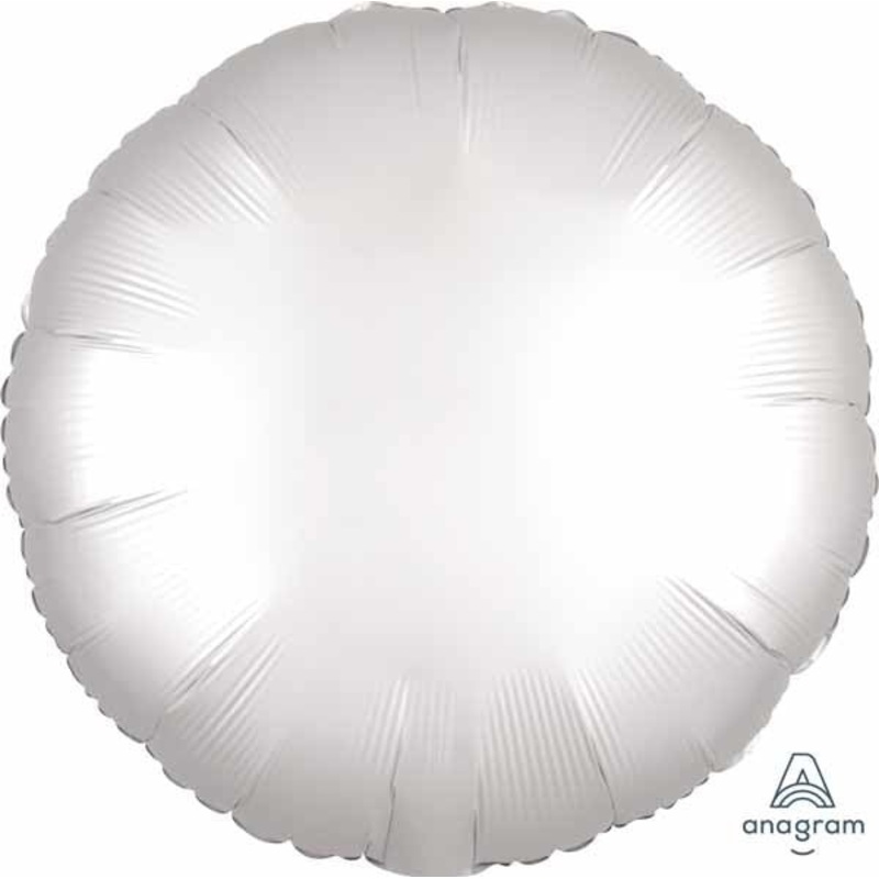 Ballon Mylar 18Po - Rond Satin - Blanc