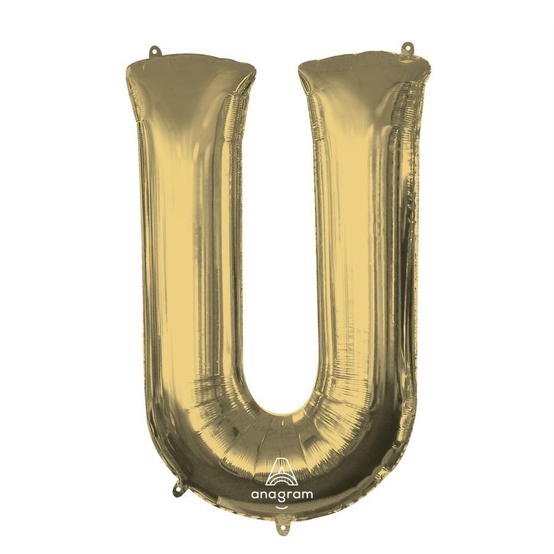 Ballon Mylar Supershape Lettre U - Or Blanc