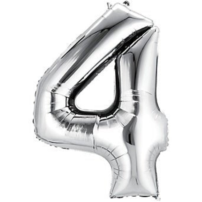 Ballon Mylar Supershape - Nombre 4 Argent