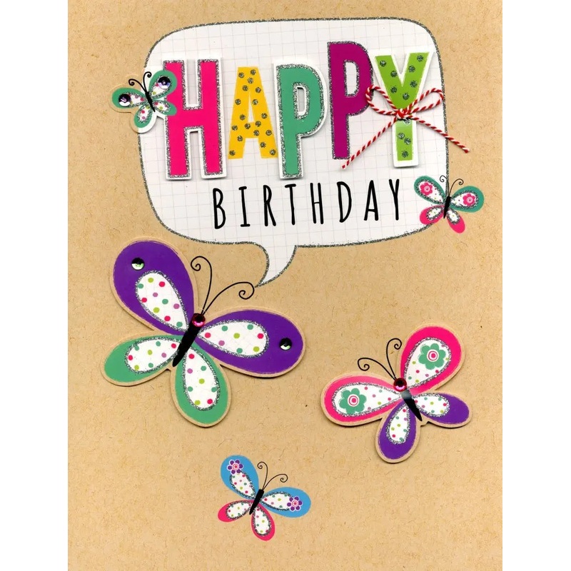 Carte de fte  Happy Birthday (Papillons)