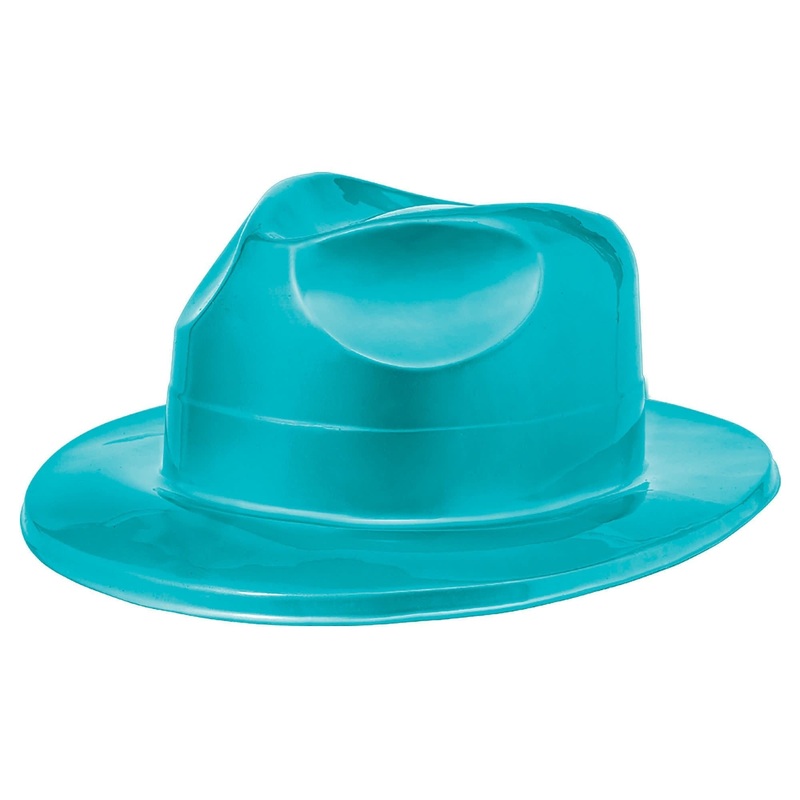 Chapeau Fedora En Plastique - Turquoise