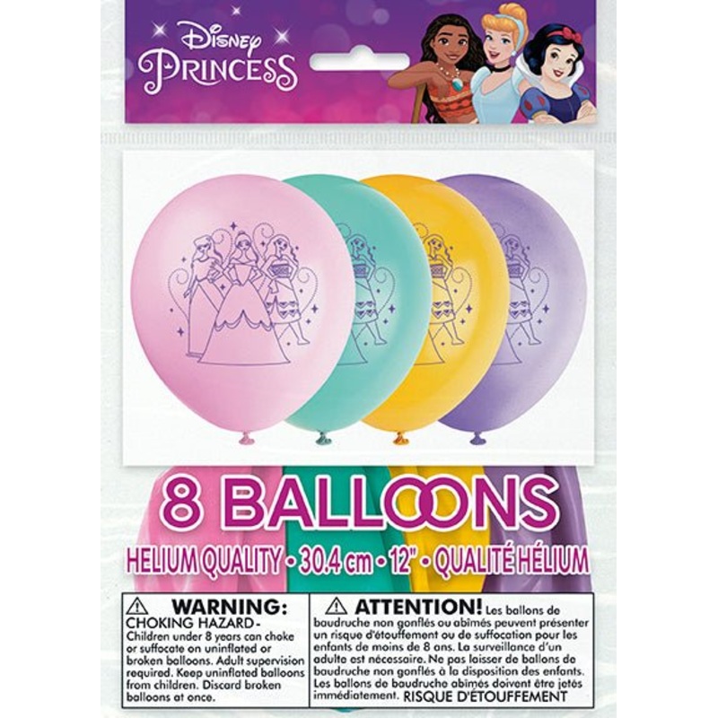 Sac De 8 Ballons En Latex 12" - Princesses Disney