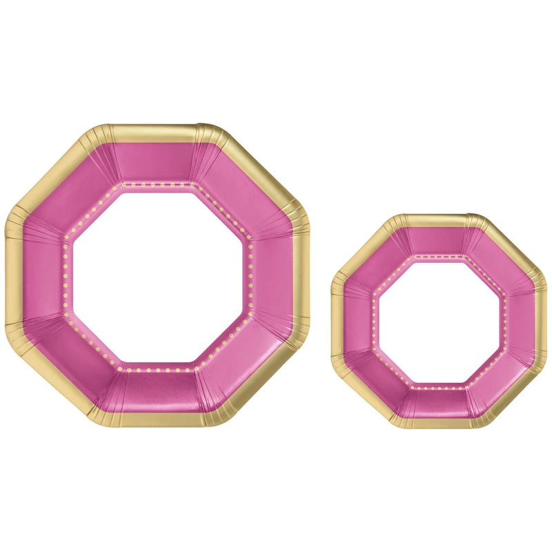 Assiettes En Carton (10X 10.5Po 10X 7.5Po) - Rose  Or