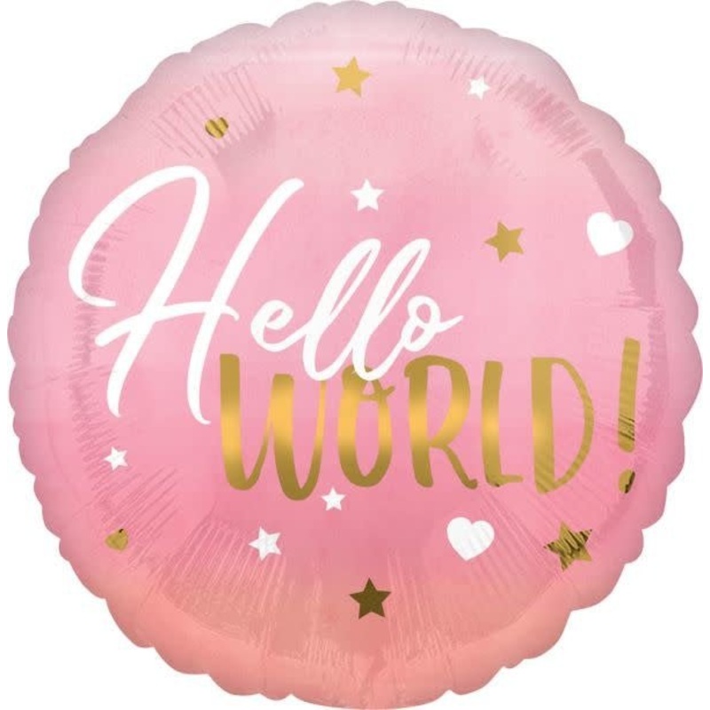 Ballon Mylar 18Po - Hello World Rose